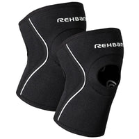 Rehband Open Patella Kniebandage, 5 mm Neopren, stützende Kniemanschette mit Patella-Unterstützung, Knieschutz für Krafttraining, Joggen und Fitness, Farbe: Schwarz – 1 Paar, Größe: XL