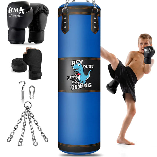 YORWHIN 2.7FT Kids Punching Bag Set Oxford Boxing Bag for Kids Hanging Punching Bag with 6OZ Gloves Heavy Boxing Bag Kit for Youth Boxing MMA Kickboxing Karate Muay Thai Training Equipment