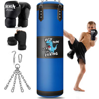 YORWHIN 2.7FT Kids Punching Bag Set Oxford Boxing Bag for Kids Hanging Punching Bag with 6OZ Gloves Heavy Boxing Bag Kit for Youth Boxing MMA Kickboxing Karate Muay Thai Training Equipment