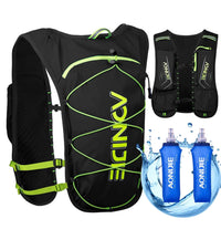 Running Vest for Men Women Black Water Vest for Running Hiking Marathon Trail Hydration Vest with 2*500ml Collapsible Water Bottles Nylon 5L Capacity Lightweight Backpack